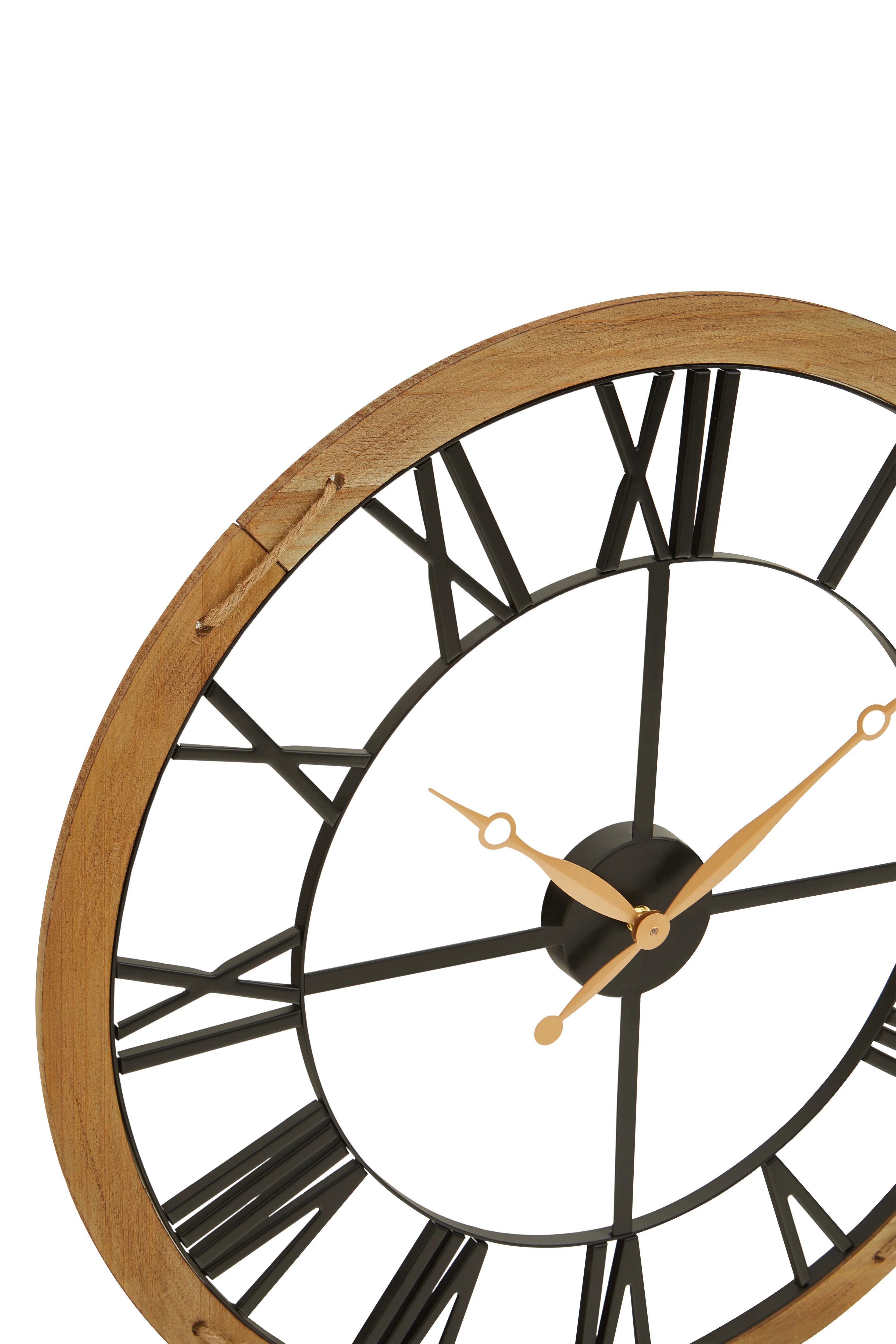 Esme Natural Wood & Black Skeleton Roman Numeral Wall Clock